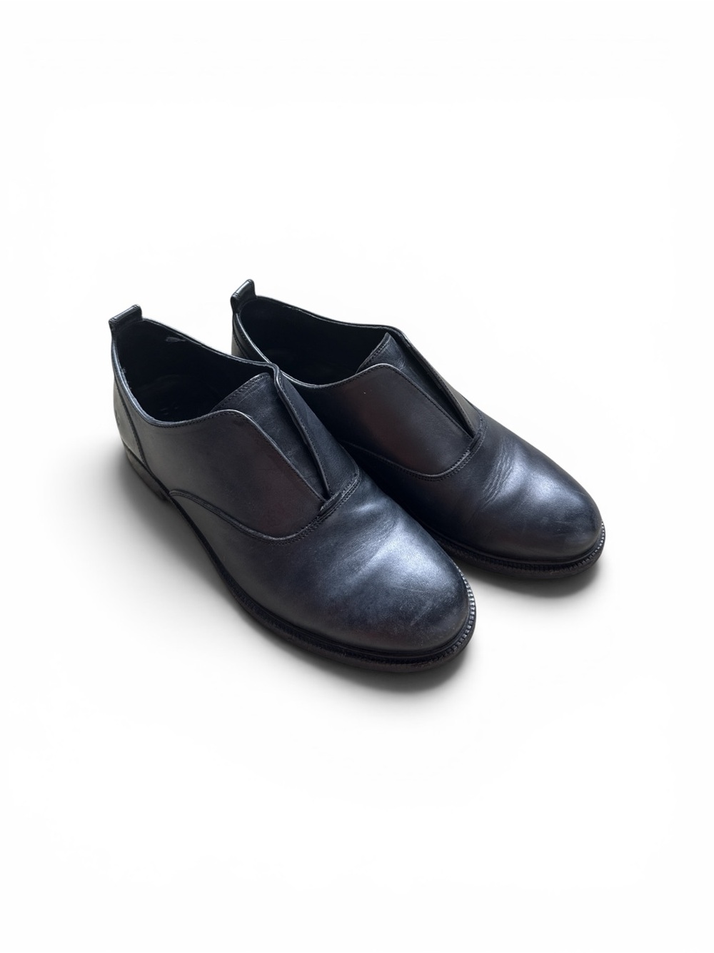 Frye Black Leather Slip-On Loafers